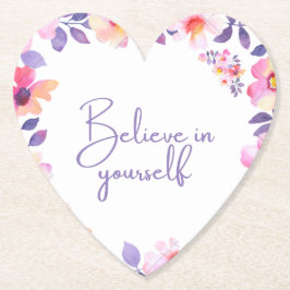 Posavasos De Papel "Blooms sentidos: Forma floral de corazón diseño c