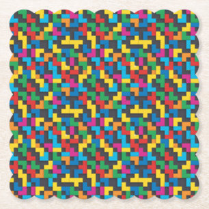 Posavasos De Papel Bloques Retro Tetris Patrón Continuo