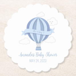 Posavasos De Papel Blue Air Balloon Boy Baby Shower