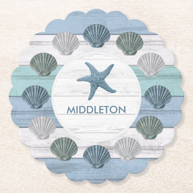 Posavasos De Papel Blue Beach Wood (Anverso)