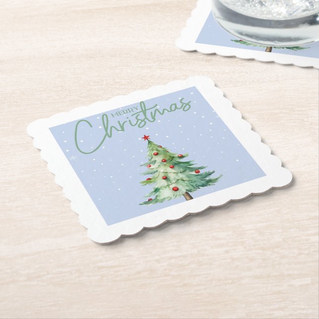 Posavasos De Papel Blue Coloured Christmas Themed Coaster (En perspectiva)