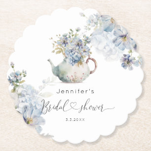 Posavasos De Papel Blue Hydrangeas té fiesta ducha de novia