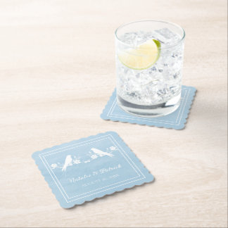 Posavasos De Papel Blue Lovebird Boda Floral Papel Astras
