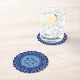 Posavasos De Papel Blue Mandala Cumpleaños fiesta Añadir nombre