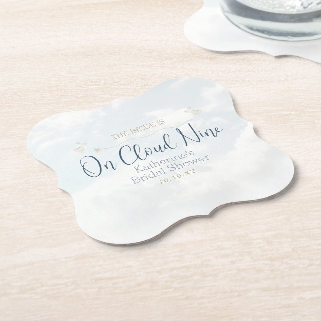 Posavasos De Papel Blue On Cloud Nueve Elegante Fiesta De Ducha Brida (En perspectiva)