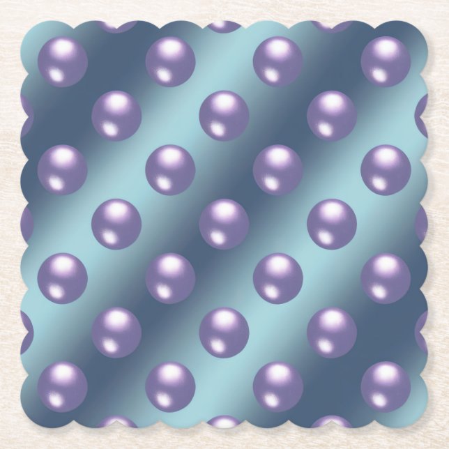 Posavasos De Papel Blue Purple Pearls Coaster Set (Anverso)