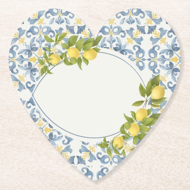 Posavasos De Papel Blue Tile Lemon (Anverso)