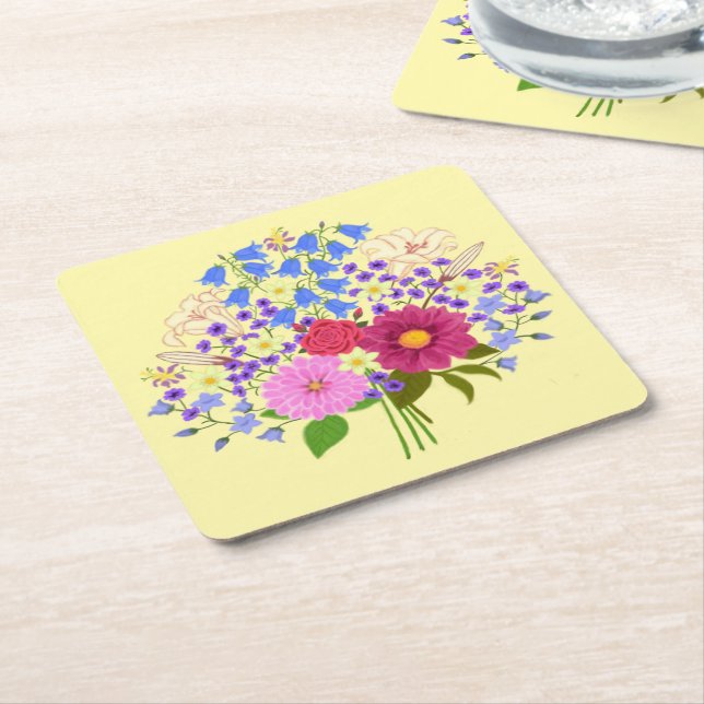 Posavasos de papel Blumenstrauss amarillo (En perspectiva)