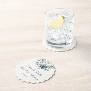 Posavasos De Papel Boda Azul Floral