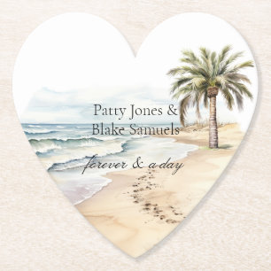 Posavasos De Papel Boda Beach Ocean Palm Tree