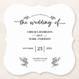 Posavasos De Papel Boda Boho Trendy Script