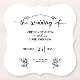 Posavasos De Papel Boda Boho Trendy Script