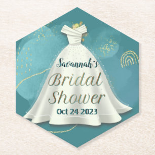 Posavasos De Papel Boda Bridal Shower se bata profundo Purpurina Verd