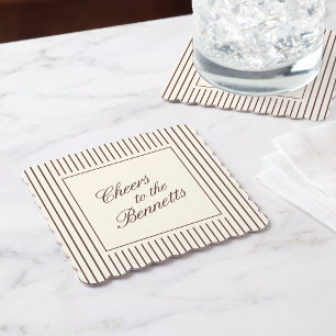 Posavasos De Papel Boda Clásica con Guión de Borgoña Oscuro