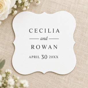 Posavasos De Papel Boda Clásica Minimalista en Negro y Blanco