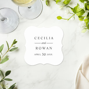Posavasos De Papel Boda Clásica Minimalista en Negro y Blanco