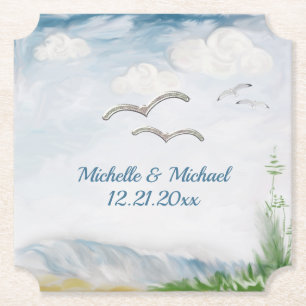 Posavasos De Papel Boda de Beach Dune Romance