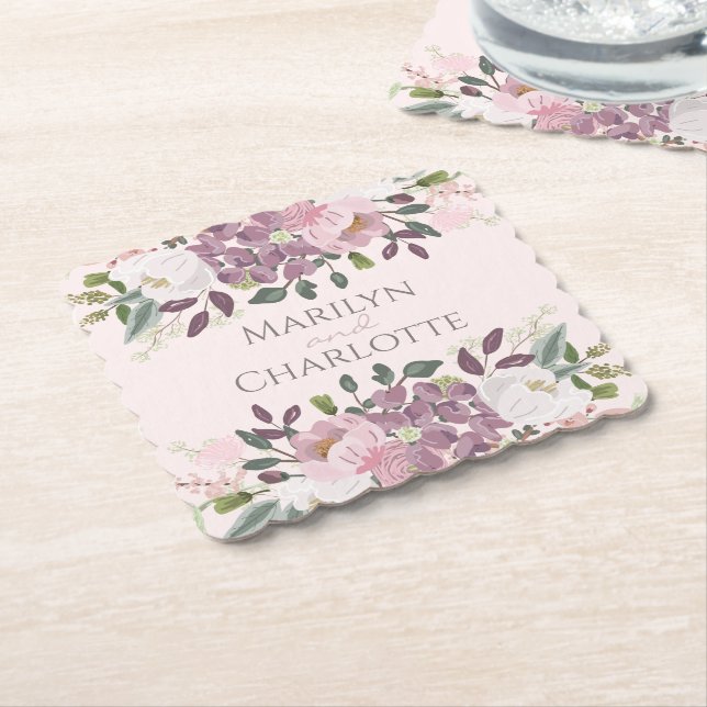 Posavasos De Papel Boda de Bouquet floral de primavera rosa (En perspectiva)