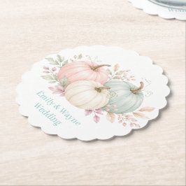 Posavasos De Papel Boda de calabazas de acuarela pastel