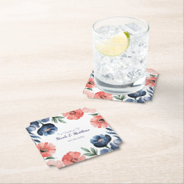 Posavasos De Papel Boda de color azul y coral