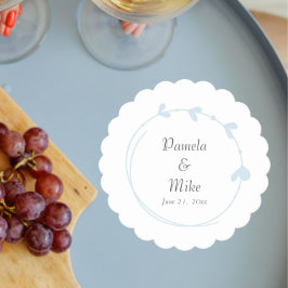 Posavasos De Papel Boda de corazón simple azul claro