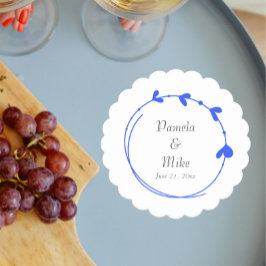 Posavasos De Papel Boda de corazón simple azul real