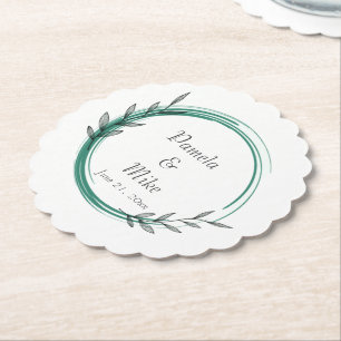 Posavasos De Papel Boda de Corona Simple Verde Esmeralda