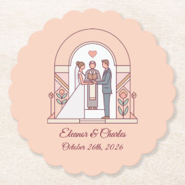 Posavasos De Papel Boda de Cuento de Art Deco