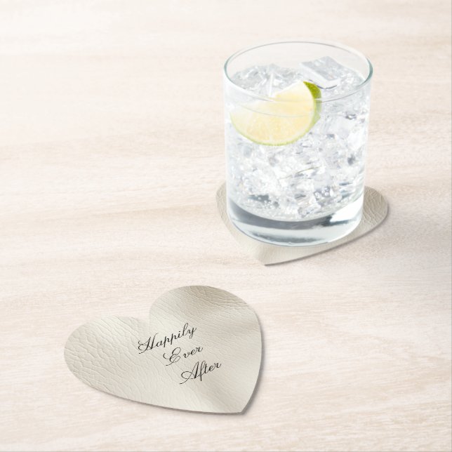 Posavasos De Papel Boda de cuero falso de crema blanca (In situ)