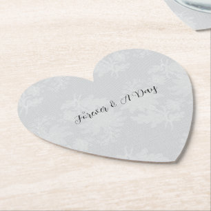 Posavasos De Papel Boda de encaje falso floral gris blanco bonito