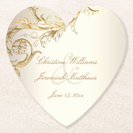 Posavasos De Papel Boda de escritura elegante de damasquinados floral