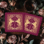Posavasos De Papel Boda de espada medieval del León Real Rojo<br><div class="desc">¡Añade encanto real a tu escapada de mesa! Estos cascos de boda a medida presentan un majestuoso diseño de león y floral con sus nombres y monograma, todo de lujoso oro contra un fondo rojo. Perfecto para una festividad medieval con elegancia intemporal. El oro que aparece en este artículo NO...</div>