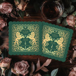 Posavasos De Papel Boda de espada medieval del León Real Verde<br><div class="desc">¡Añade encanto real a tu escapada de mesa! Estos cascos de boda a medida presentan un majestuoso diseño de león y floral con sus nombres y monograma, todo de oro lujoso contra un fondo verde. Perfecto para una festividad medieval con elegancia intemporal. El oro que aparece en este artículo NO...</div>