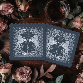 Posavasos De Papel Boda de espadas medievales del León Real Azul Plat