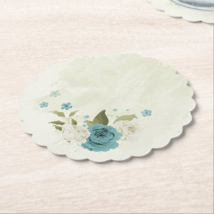 Posavasos De Papel boda de flores azules blancas