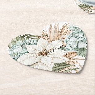 Posavasos De Papel Boda de Flores Blancas Tropicales Azules