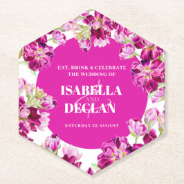 Posavasos De Papel Boda de flores de color rosa