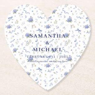 Posavasos De Papel Boda de flores de tendencia azul naval con estampa