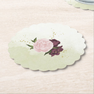 Posavasos De Papel boda de flores rosadas de cabaña