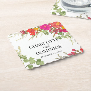 Posavasos De Papel Boda de flores silvestres en el jardín floral de v
