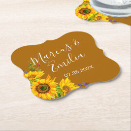 Posavasos De Papel Boda de girasoles de otoño