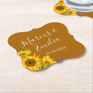 Posavasos De Papel Boda de girasoles de otoño