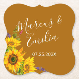 Posavasos De Papel Boda de girasoles de otoño