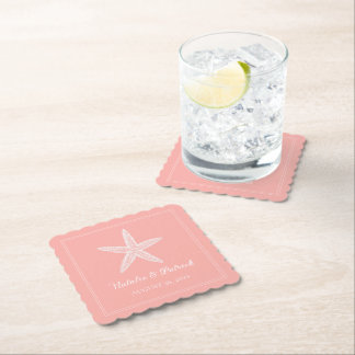 Posavasos De Papel Boda de la Estrella de Coral