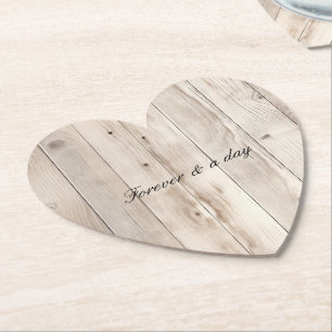 Posavasos De Papel Boda de madera blanca crema