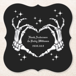 Posavasos De Papel Boda de Mano en Forma de Corazón de Esqueleto 