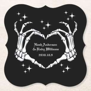 Posavasos De Papel Boda de Mano en Forma de Corazón de Esqueleto