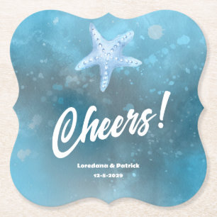 Posavasos De Papel Boda de Mar Azul Profundo