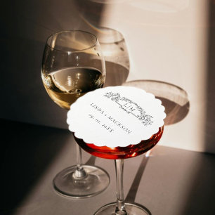 Posavasos De Papel Boda de monograma escudo botánico elegante y de Mo