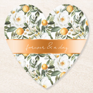 Posavasos De Papel Boda de Naranjas florales románticos de Sicilia